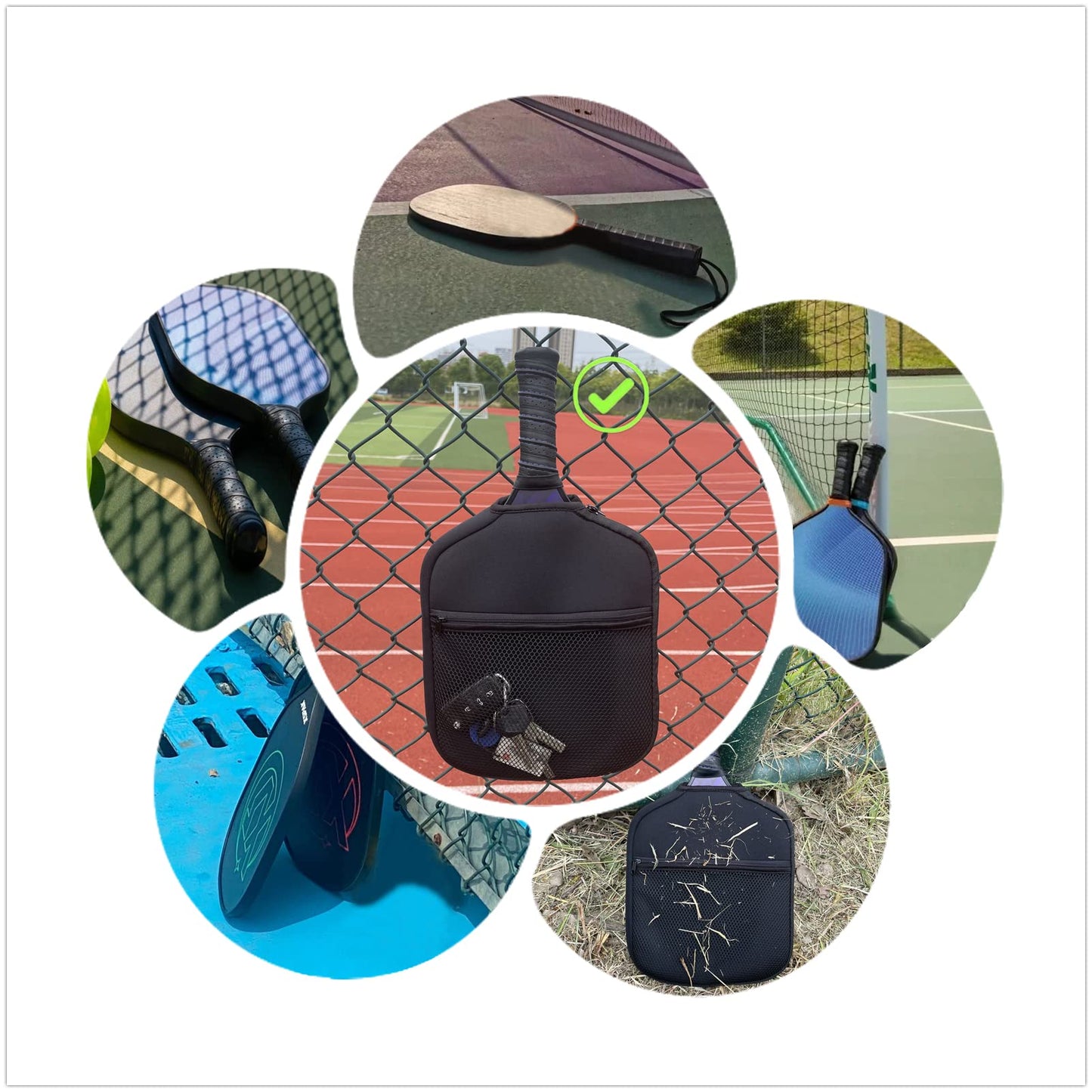 Improved Pickleball Paddle Cover with Hook,Pickleball Racket Carry Sleeve with Zipper,Pickleball Paddle Protective Bag