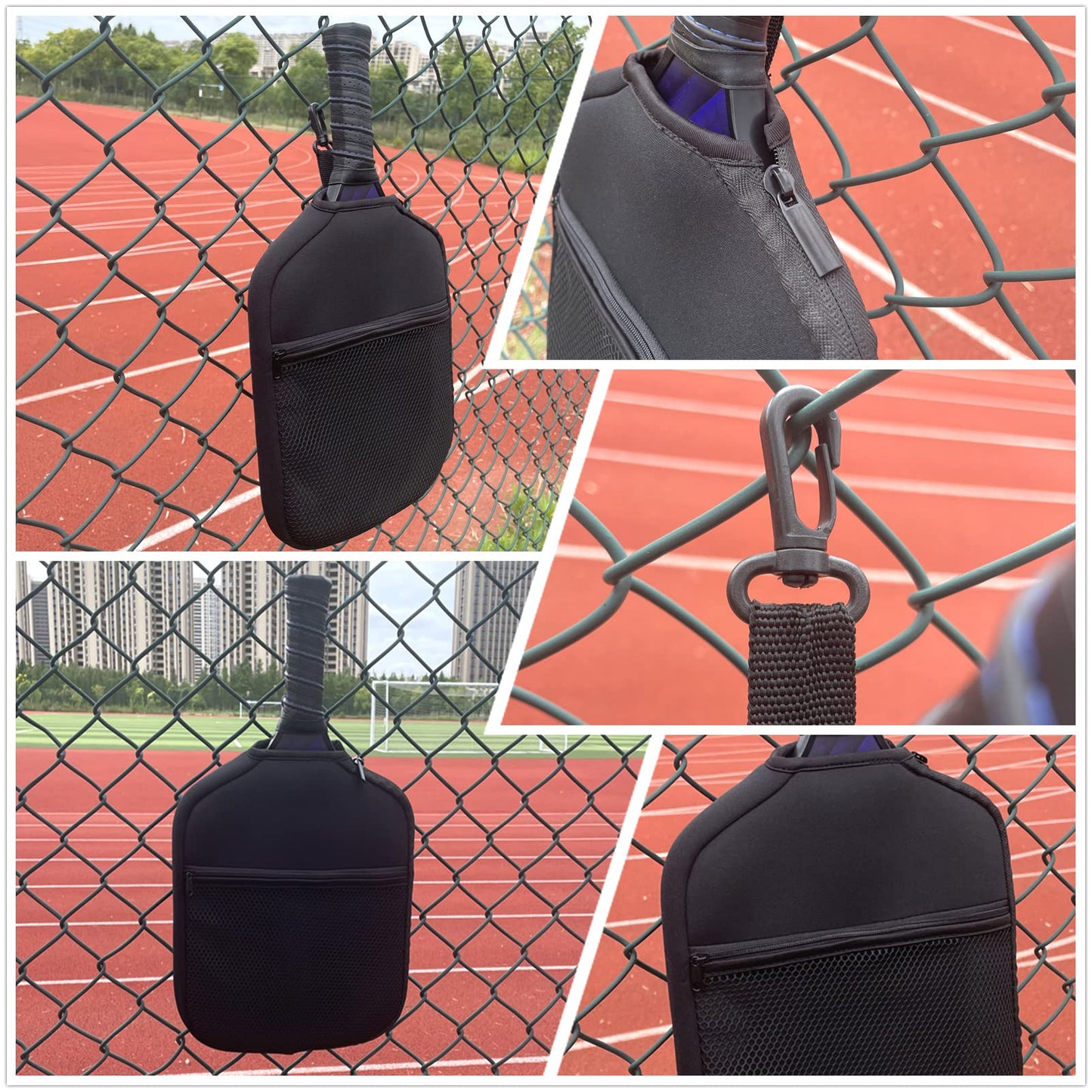 Improved Pickleball Paddle Cover with Hook,Pickleball Racket Carry Sleeve with Zipper,Pickleball Paddle Protective Bag