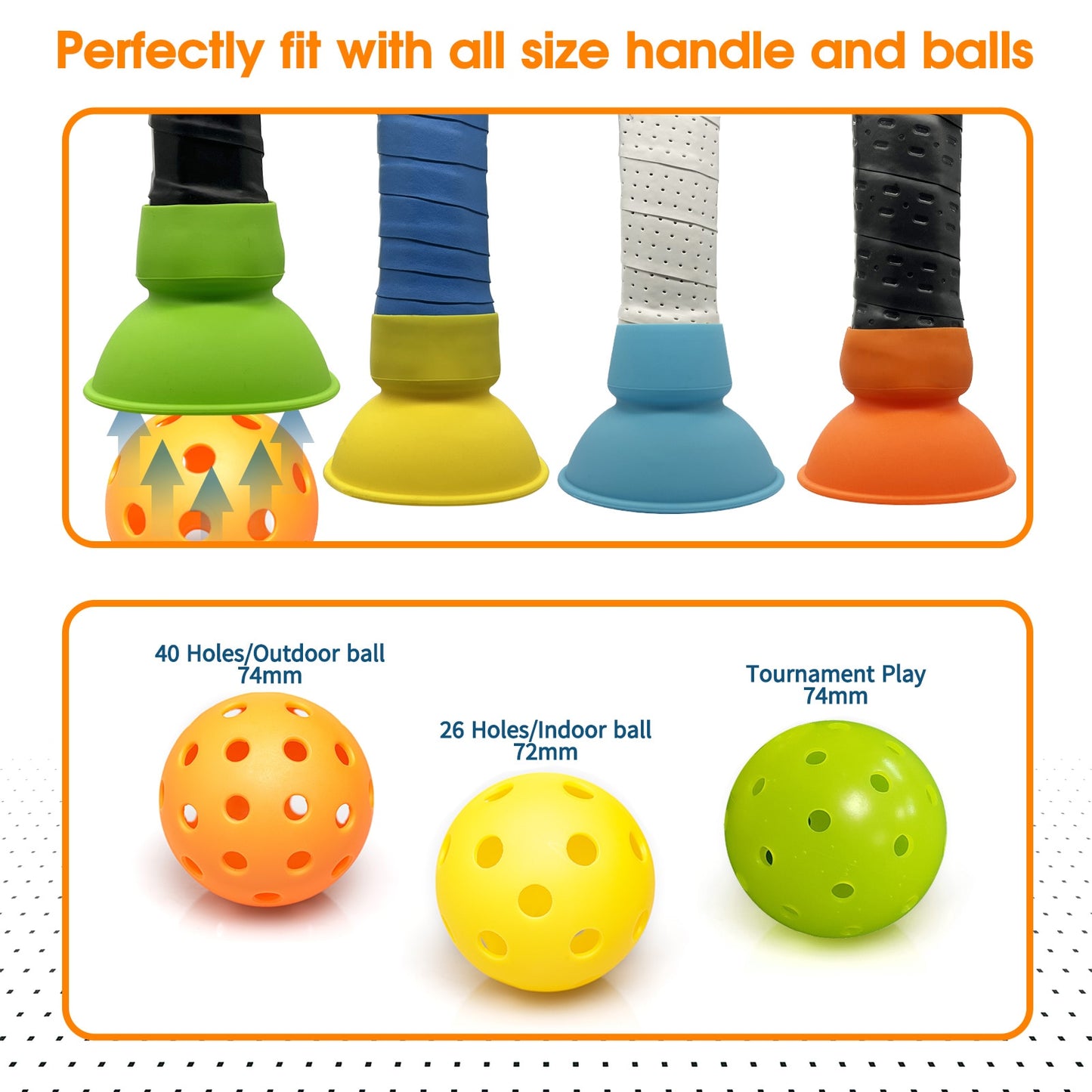 4 pcs Wakdop Pickleball Retriever Pickleupper Fits Standard Paddles