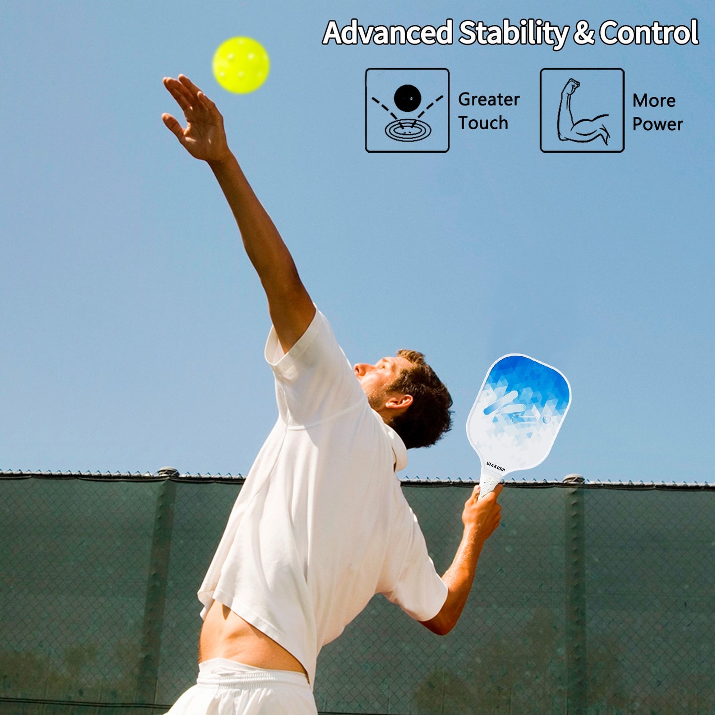 Wakdop USAPA Approved Pickleball Paddle with Grip, Pickleball Set of 1 Paddle 1 Grip And Portable Carry Bag