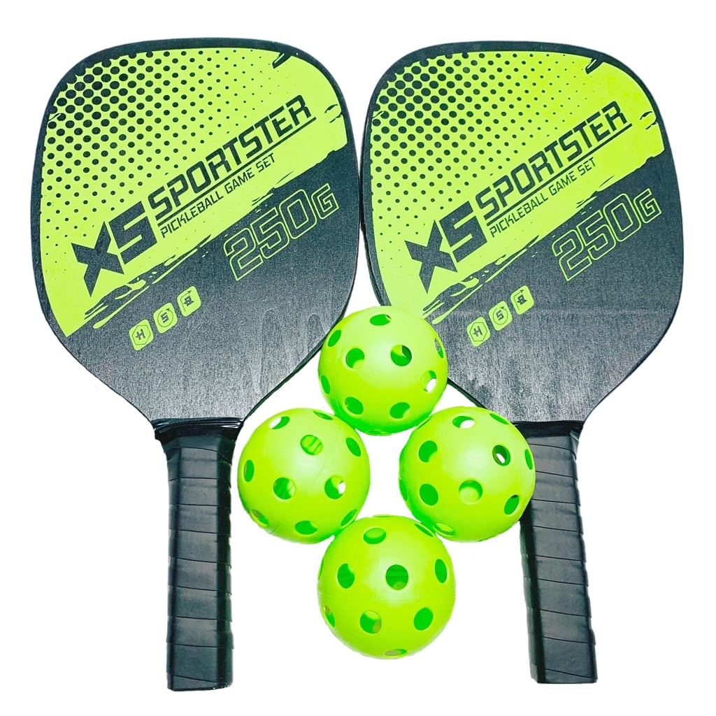 Rackets Set, Pickleball Paddle Set of 2 Rackets and 4 Pickleballs Balls, Pickle-Ball Racquet with Bag