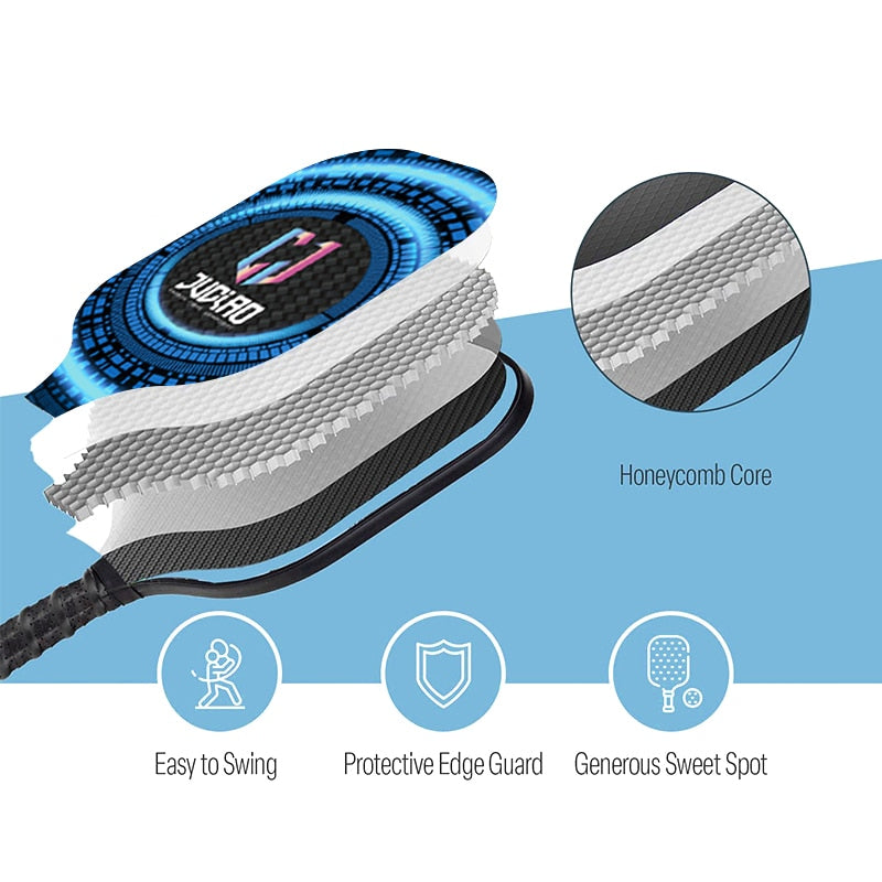 Carbon Fiber Composition PE Honeycomb Core Pickleball Paddle With Cover