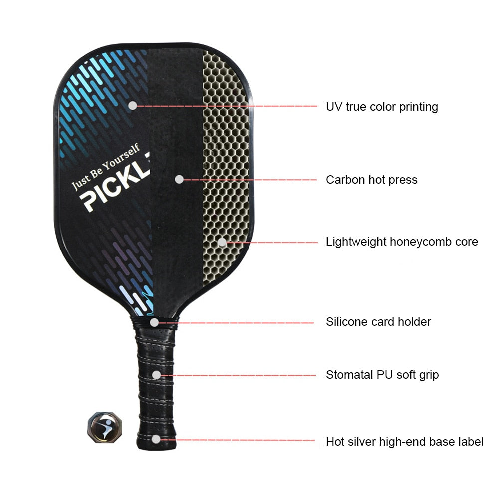 Pickleball Paddle Carbon Fiber Racquet Honeycomb Ball Outdoor Sport Racket with Bag Fitness Training