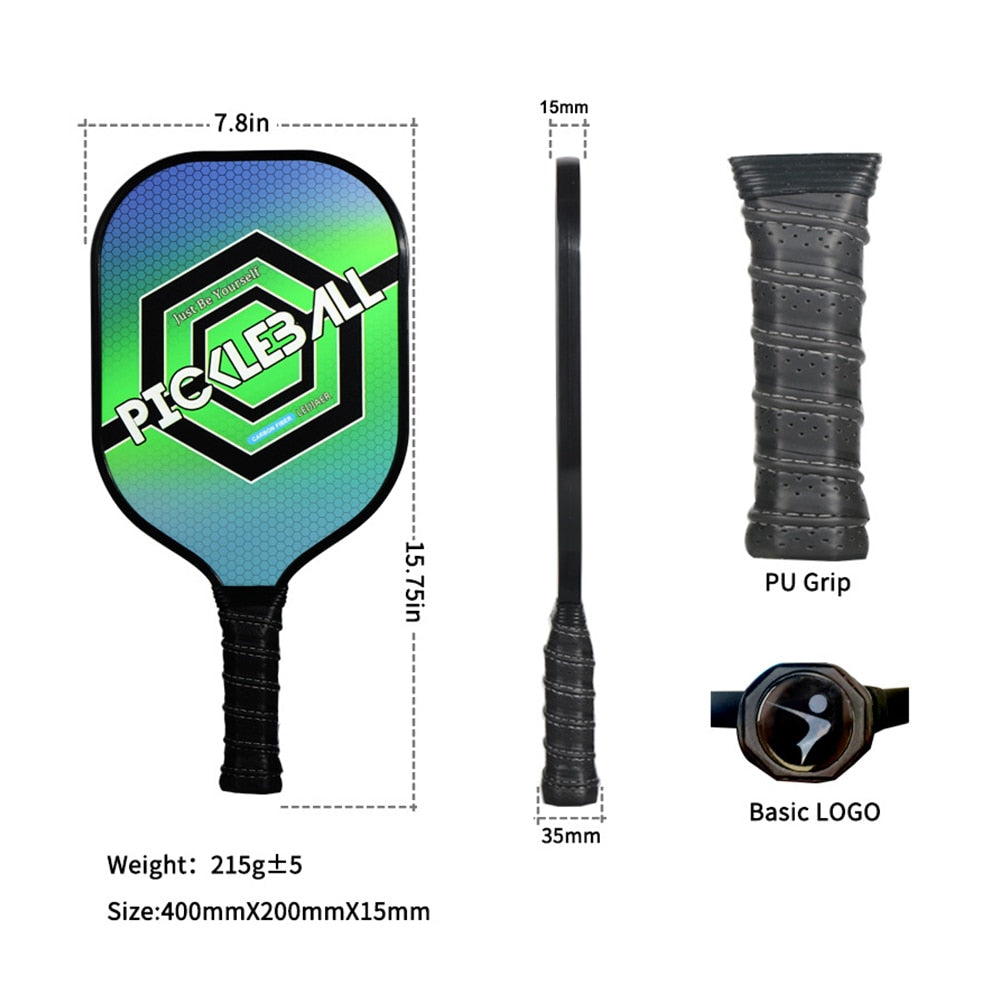 Pickleball Paddle Carbon Fiber Racquet Honeycomb Ball Outdoor Sport Racket with Bag Fitness Training